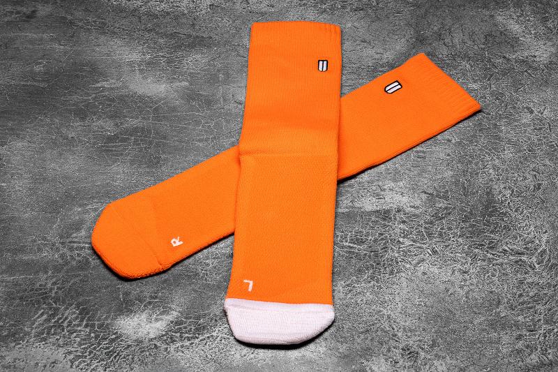 Women's Nobull CREW (NEON) Socks Orange / White | SG P3260J